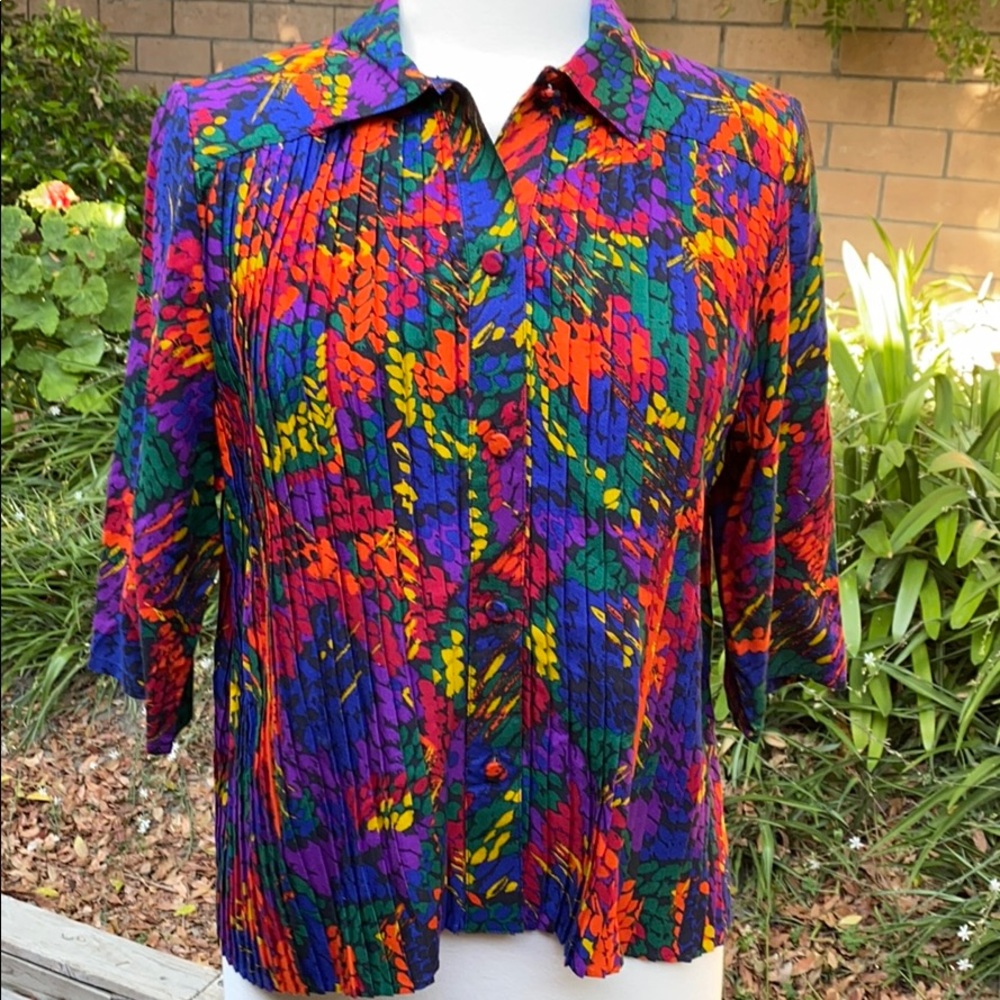 Vintage Peter Popovich Rayon Pleated Top